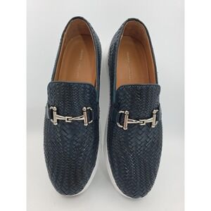 Marc Nolan Mens Boardwalk Sneakers Size 10 Shoe Navy Woven Leather Horse-Bit